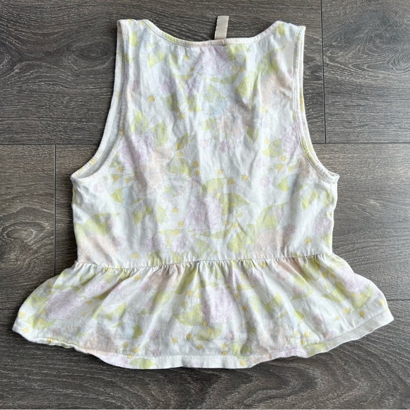 H&M Women’s Tank Top Pastel Floral print Cropped  Ruffle hem Y2K early 2000s - Picture 6 of 10